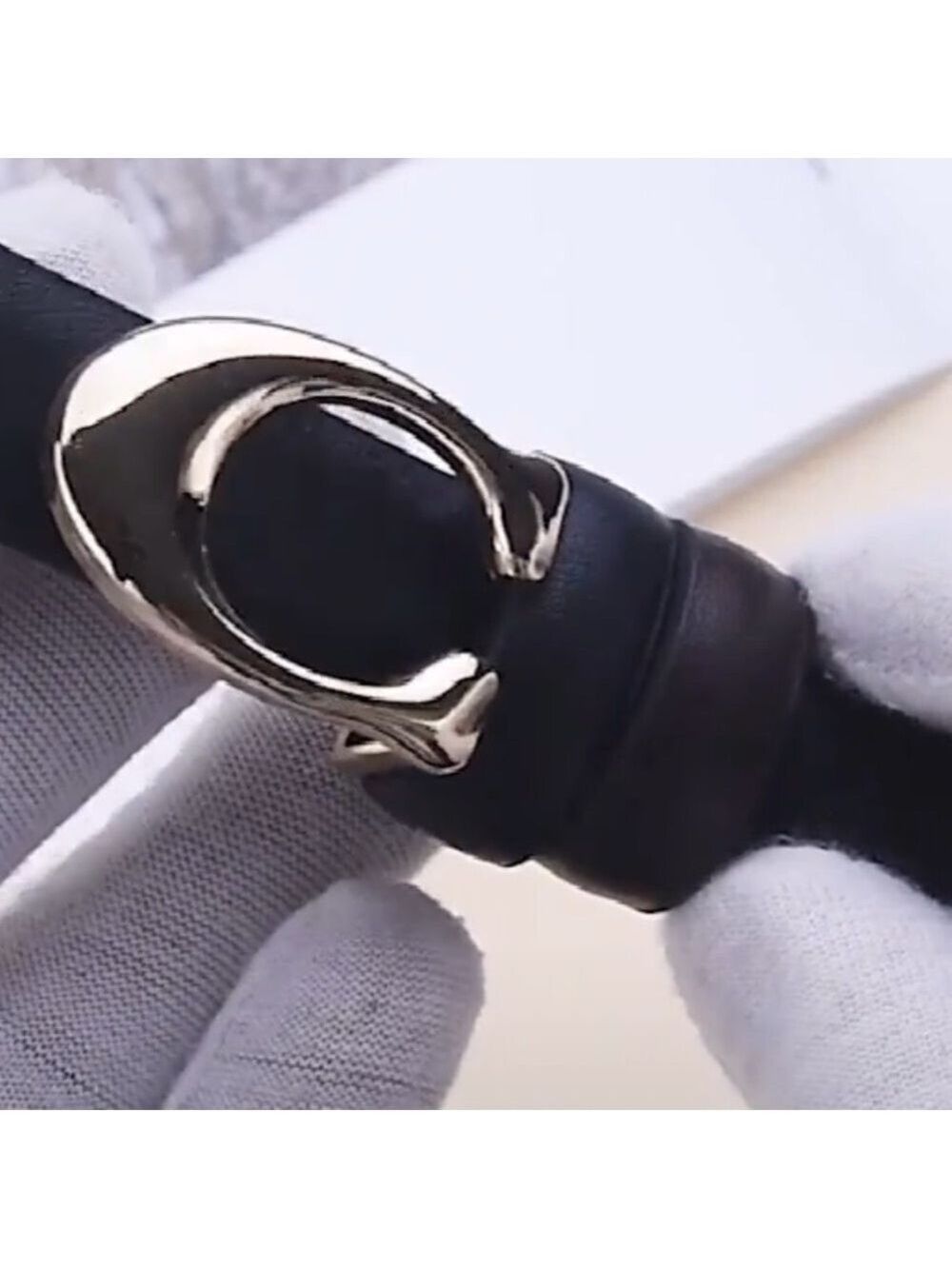 Big letter C classic buckle black belt - Picture 10 of 16